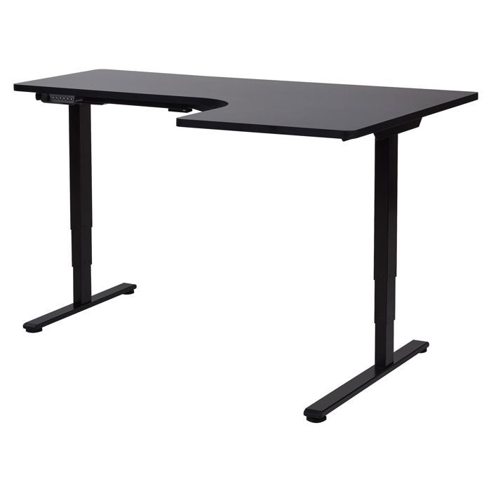 Bureau dangle à droite ajustable électriquement 160 x 59 cm noir DESTINES Bureau dangle à droite ajustable électriquement 160 x 59 cm noir DESTINES