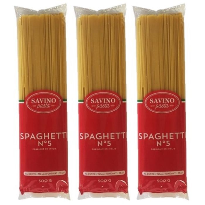 Savino Pasta Lot 3x Pâtes Spaghetti n°5 Paquet 500g