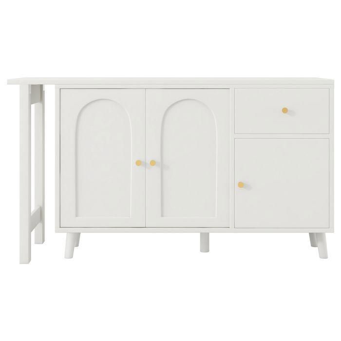 Bureau et buffet pivotant à 360° 3 portes 1 tiroir Élégant bureau dordinateur bureau dangle coiffeuse 120 x 40 x 74.5 cm