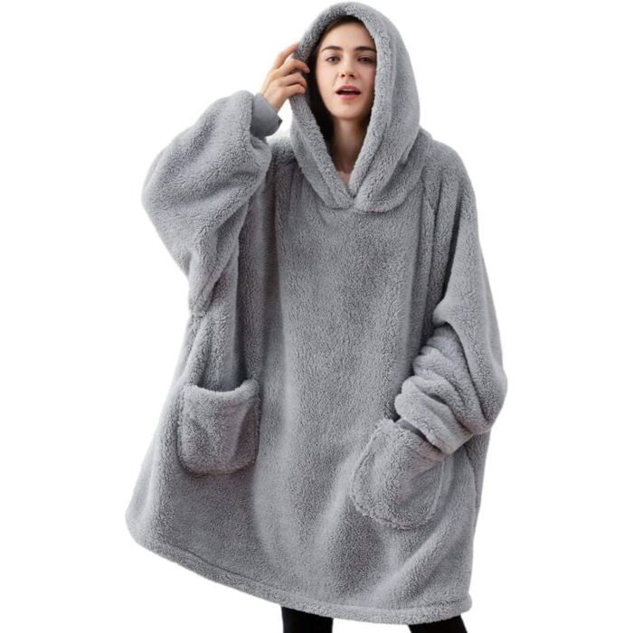 Sweats à capuche à carreaux pour adultes manches à carreaux en polaire couvertures à capuche pour hommes et femmes YYV