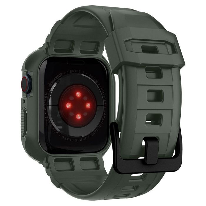 Bracelet - SPIGEN - Rugged Armor Pro - Vert Militaire - Silicone - Compatible Apple Watch 44/45 mm