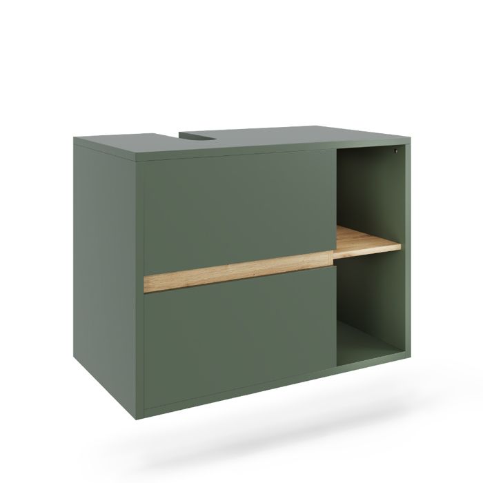 Meuble sous vasque Viola 80x60cm avec 2 tiroirs Vert/Chêne Artisan Vicco 54870