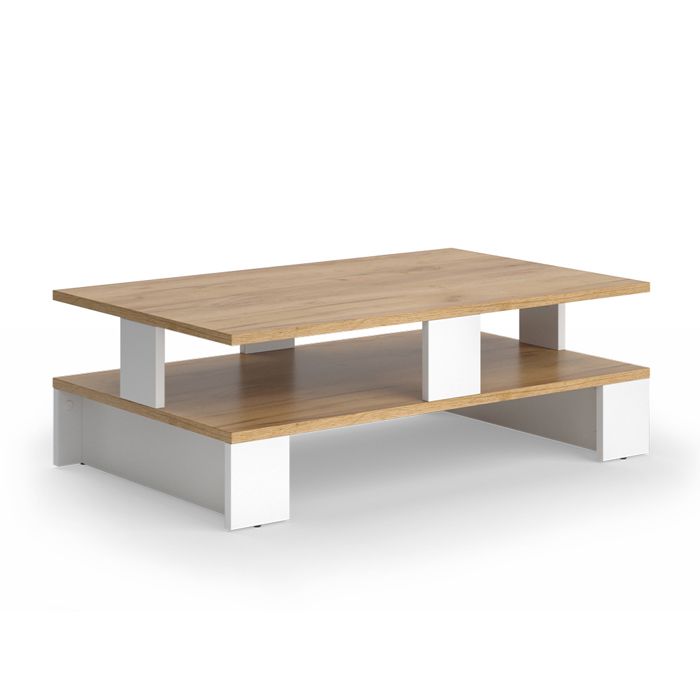 Table basse Belina 80x50cm avec deux niveaux Chêne de force doré/Blanc Vicco 56266