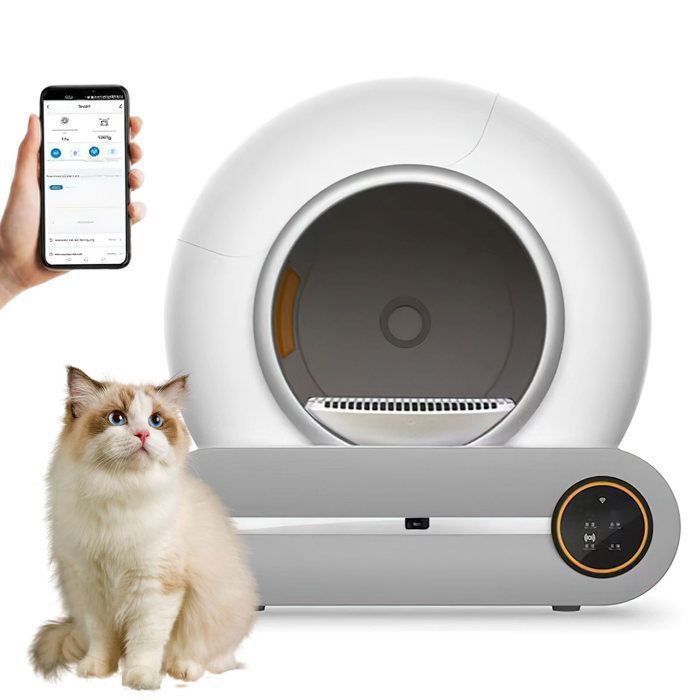 Meilleurs prix pour Litière Autonettoyante pour Chat 65 L avec Déodorant Ionique Litière Automatique pour Chat Contrôlé par APP Moniteur de Santé