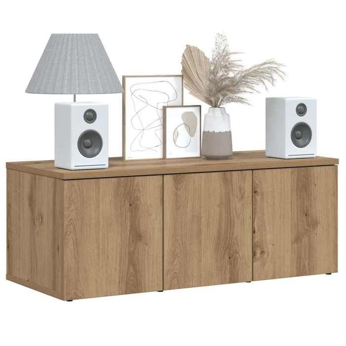 Meuble TV chêne artisanal - vidaXL - 80x34x30 cm - Bois dingénierie - 3 tiroirs - Capacité 60 kg - Assemblage requis