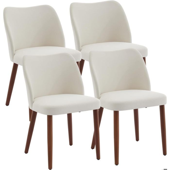 Lot de 4 chaises de salle à manger - assise rembourrée en tissu aspect ...
