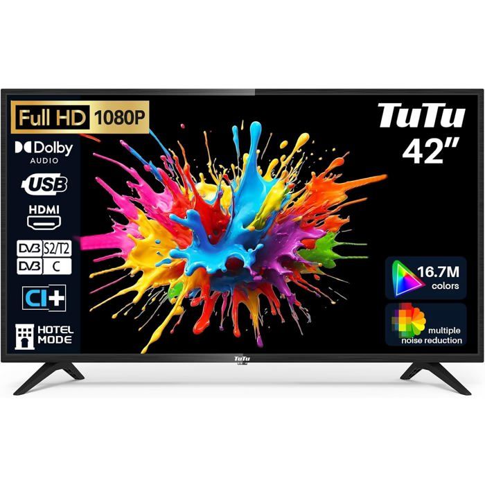 TELEVISEUR LED DEBSY 42 pouces (107 cm) Full HD 1080p Triple tuner DVB C T2 S2
