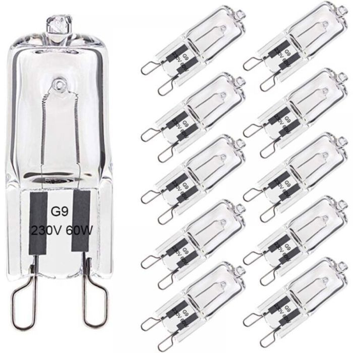 Ampoule Halogène G9 60W Blanc Chaud 2800K 680LM 230V Dimmable Halogène Capsule Ampoule Filament Lot de 10