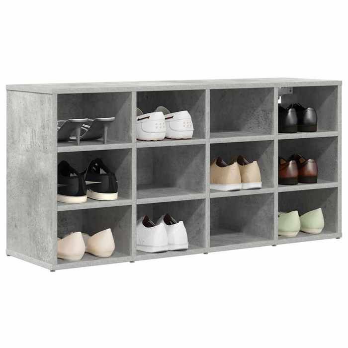 [46169]Cabinet à chaussures - Meuble Chaussure d’Entrée - avec étagère Gris béton 103x30x51 cmPoids:22.5 Kg