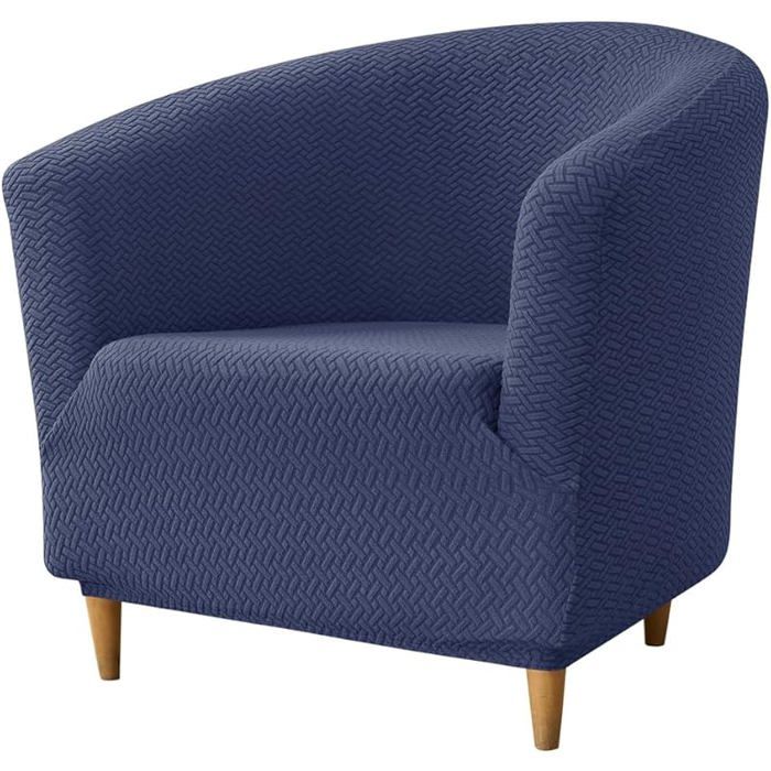 Housse de Fauteuil Cabriolet 1 Place Bleu Marine Chesterfield Jacquard Extensible Housse Fauteuil Club Tub Bleu HOUSSE DE FAUTEUIL