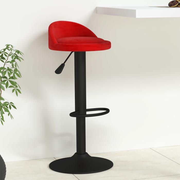 Rouge Tabouret de bar Rouge bordeaux Velours - Chaise haute de bar H17025