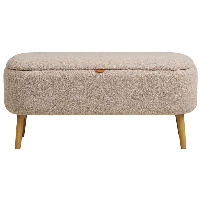 Karen - pouf avec rangements en FSC 100% - en tissu bouclette - Beige Karen - pouf avec rangements en FSC 100% - en tissu bouclette - Beige