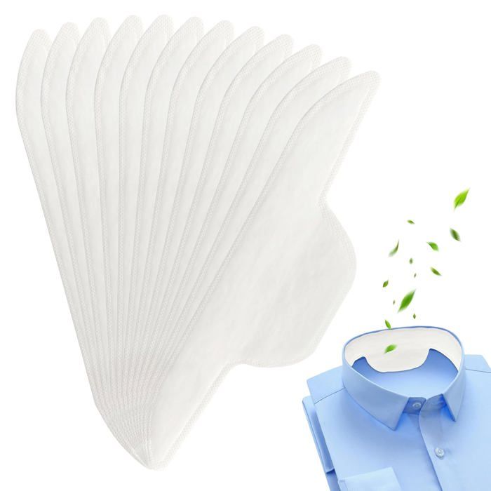 Lot de 10 Protège Col Jetable Anti Transpiration et Taches pour Chemise Veste Manteau Unisex Adhésif Autocollant