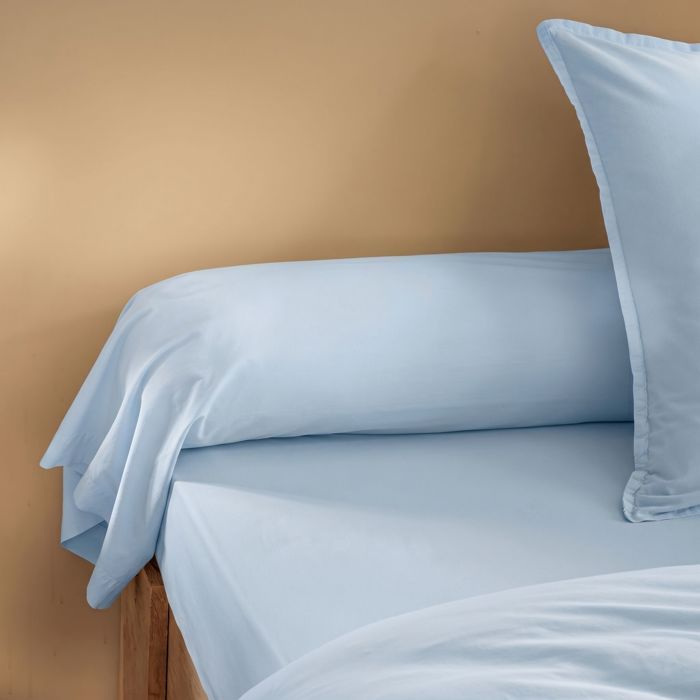 Taie de traversin coton lavé - SOMEO Bleu ciel 140 cm - Someo