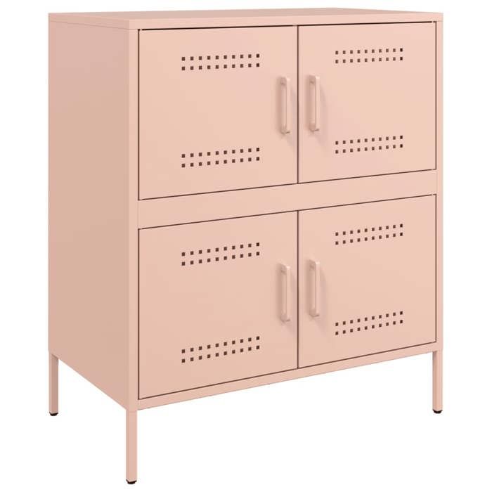 Buffet bas séjour{1 pièce}meuble de rangementdesign épuré rose 68x39x79 cm acier yqb51r81