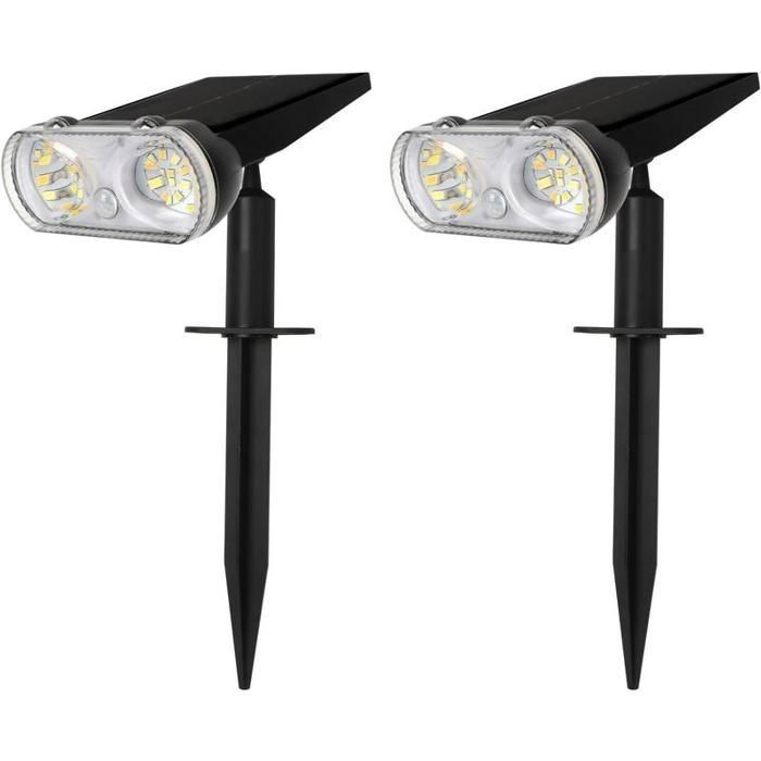 FrolicBuild Lampe Solaire Extérieure Puissante 52 LED 3 Couleurs 2 Modes IP67 Étanche Sans Fil Jardin Allée Chemin Cour