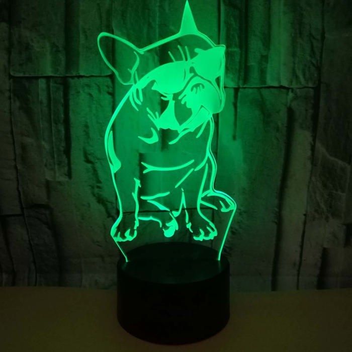Lampe veilleuse 3d en forme de chien  - Aueq -  coloré tactile avec commande distance-vailleuse décorative hollograme pour chambre