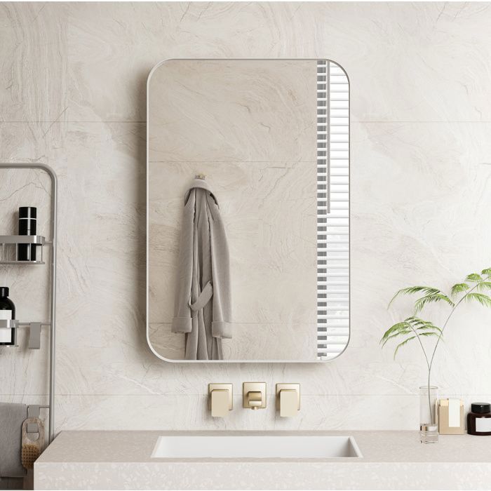 WOVREO Armoire de Salle de Bain avec Miroir murale ou encastrable 2 étagères en verre réglables 51 x 76 x 12cm Blanc
