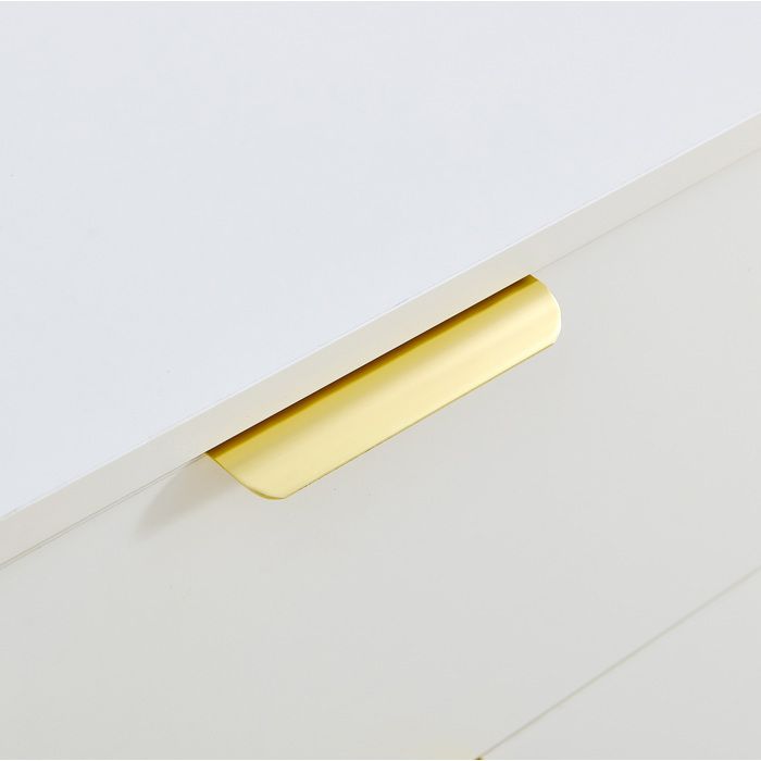 HOMVRA Buffet bas moderne 160 cm blanc avec 2 portes 3 tiroirs poignées dorées et pieds en acier