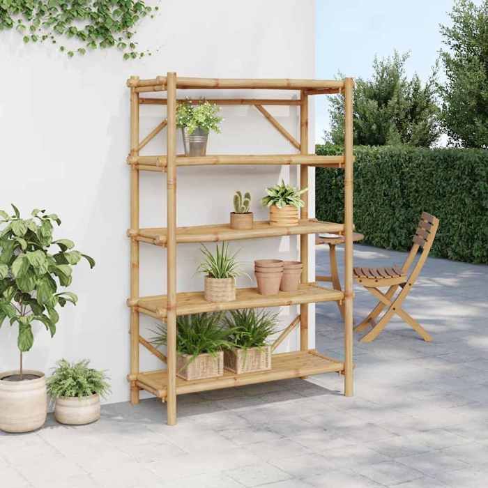 Bibliothèque - Brun - Étagère à 5 niveaux - pour salon - 100x40x150 cm bambou B4761