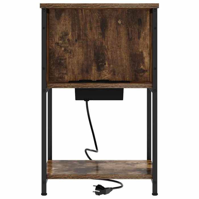 Cabinet de Lit Moderne Marron Table de chevet/nuit avec rangement Chêne fumé 38x31x61 cm Bois dingénierie CC4145