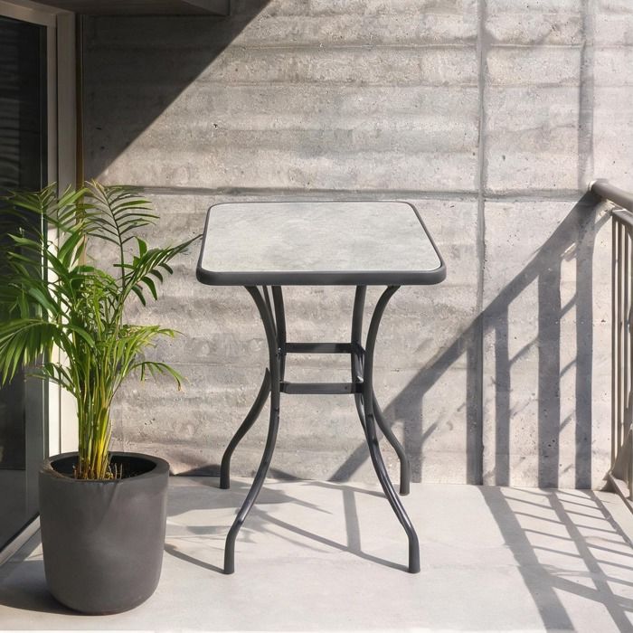 Ensemble Table Chaise De Jardin en métal Gris 68.5 x 68.5 x 84 cm