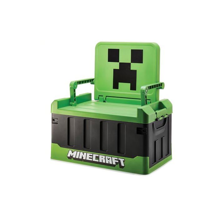 Coffre à jouets / Siège gaming - NUMSKULL - Minecraft - 2-en-1 pliable - Capacité 100 kg - Couvercle avec poignées