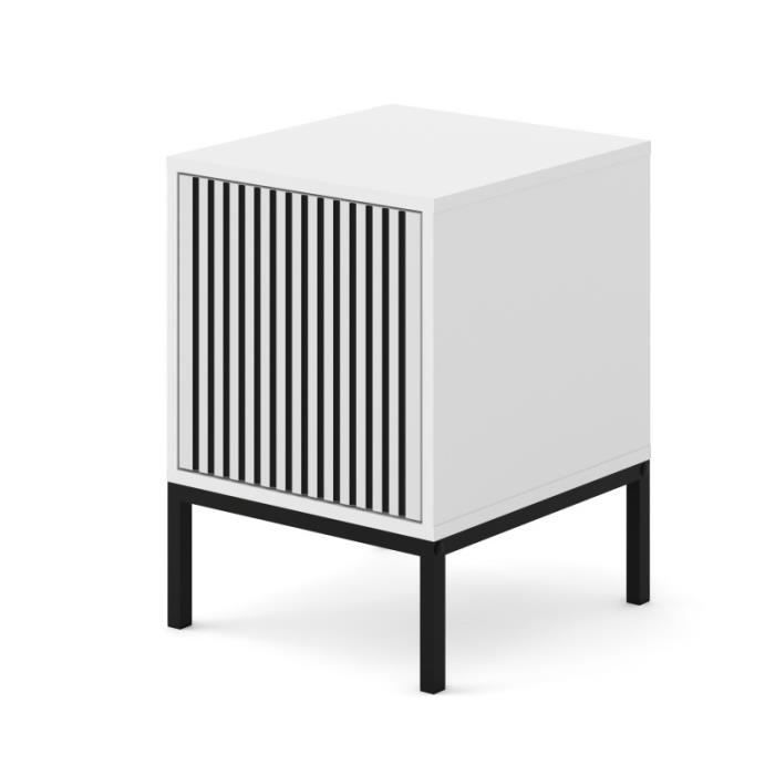 Tables de chevet - AC-Déco - Table de chevet à 1 portes avec cadre noir Ravenna - Blanc - L 41 x H 55 cm Tables de chevet - AC-Déco - Table de chevet à 1 portes avec cadre noir Ravenna - Blanc - L 41 x H 55 cm