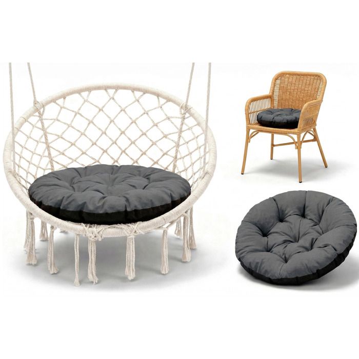 Coussin chaise suspendu et rotin jardin 60 cm - rond coussins de fauteuil si?ge suspendue extérieur Graphite Teinte B