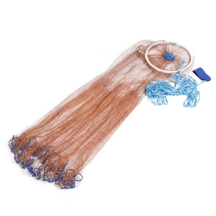 ARAMOX filet de pêche à la main Filet de pêche en nylon moulé à la main de style américain en plein air pour poissons-appâts
