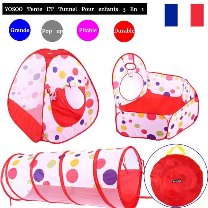 Tente D'Intérieur Pour Enfant Avec Tunnel D'Éveil Pop Up - Piscine à Balles Pliable Avec Sac De Rangement
