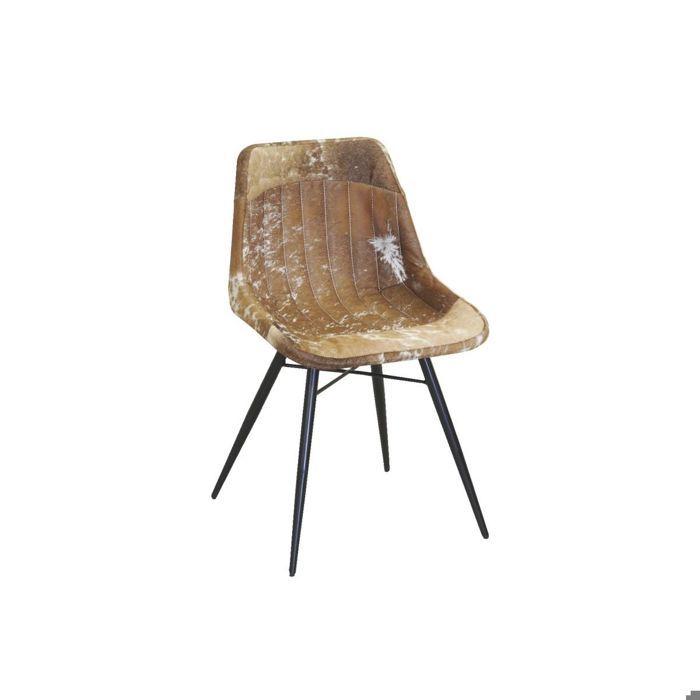 Chaise en peau de vache véritable marron et blanc Chaise en peau de vache véritable marron et blanc