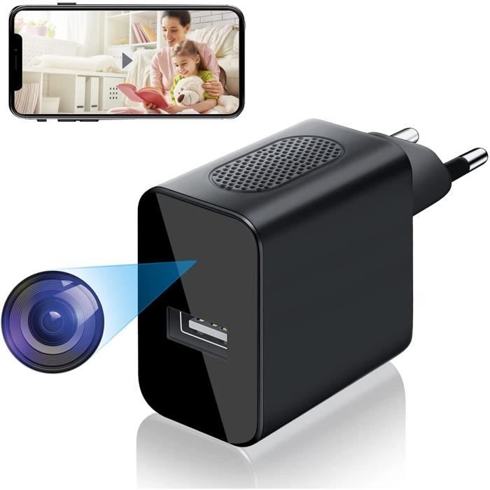 Caméra Espion WiFi USB Chargeur, 4K-1080P Adaptateur Camera Mini