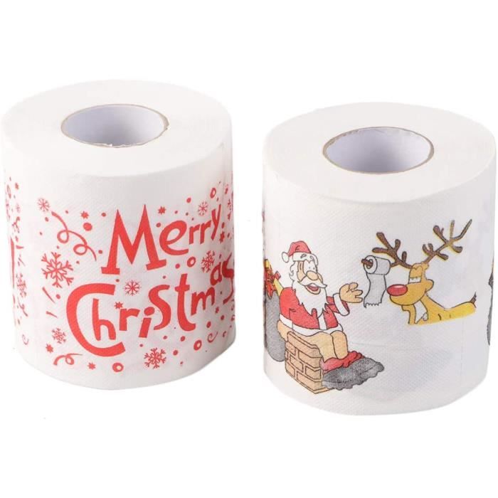 Papier toilette sur le thème de Noël - 2 rouleaux de Noël drôle Fournitures  de Noël Décoration de la maison Père Noël de Noël Papier - Cdiscount Au  quotidien