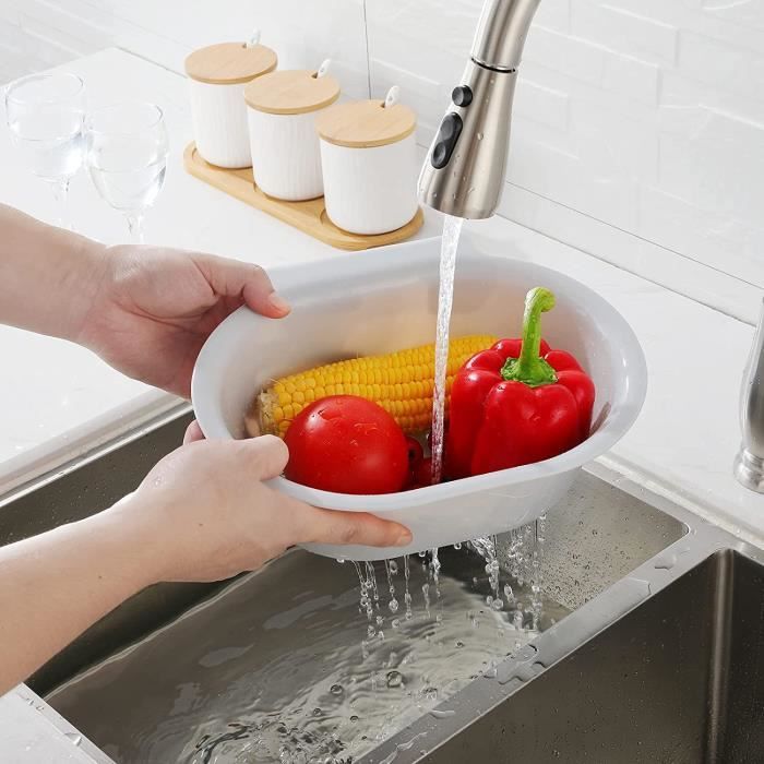 Panier d'évier pour laver les légumes et les fruitssupport de rangement  pour étagère de vidange de cuisine audessus de l'évie 360 - Cdiscount  Bricolage