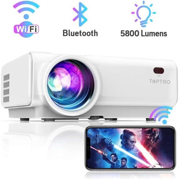 TV, vidéo et home cinéma Vidéoprojecteur WiFi, TOPTRO 5800 Lumens Bluetooth  Mini Projecteur Portable Soutien Full HD 108 566 - Cdiscount TV Son Photo