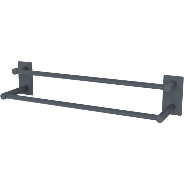 Ovimar Vigra - Double Crochet Porte-serviettes - Sans Perçage - Acier Inoxydable - Noir - Pour La Salle De Bain Comme Porte-serviettes - Peut également être Utilisé Comme Porte-torchons Ou Porte-veste