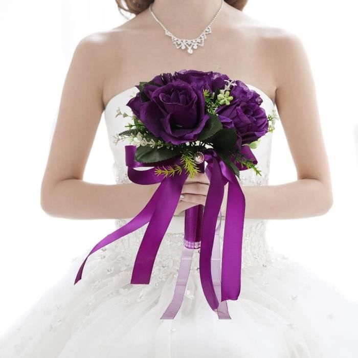 Beau Bouquet De Mariage, Rose Réaliste Faux Bouquets De Fleurs Rose ...