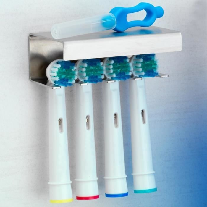 Porte-Brosse à Dents Mural En Aluminium Premium - Support Brosse à Dent, Dentifrice, Rasoir - Organisateur 4 Slots Robuste Et Élégant
