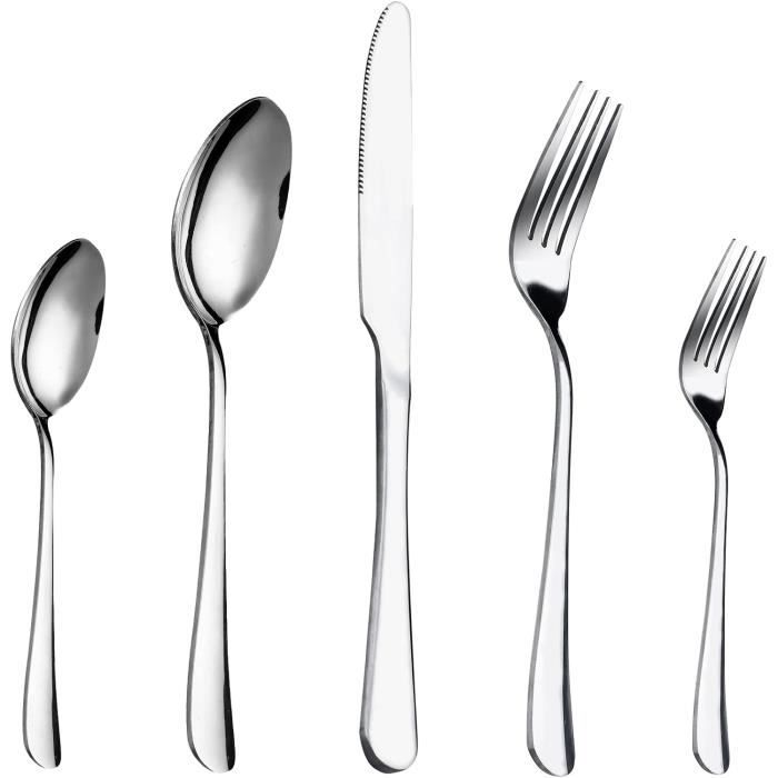 COPOTIO Ensemble De 60 Couverts De Table Pour 12 Personnes - Acier Inoxydable Design Pierre Élégant (Cuillères, Couteaux, Fourchettes)
