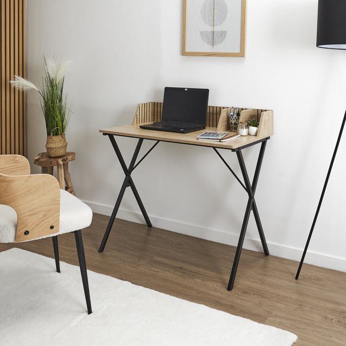 Bureau - HOME DECO FACTORY - Klaus - Élégant - Pratique - Marron et Noir