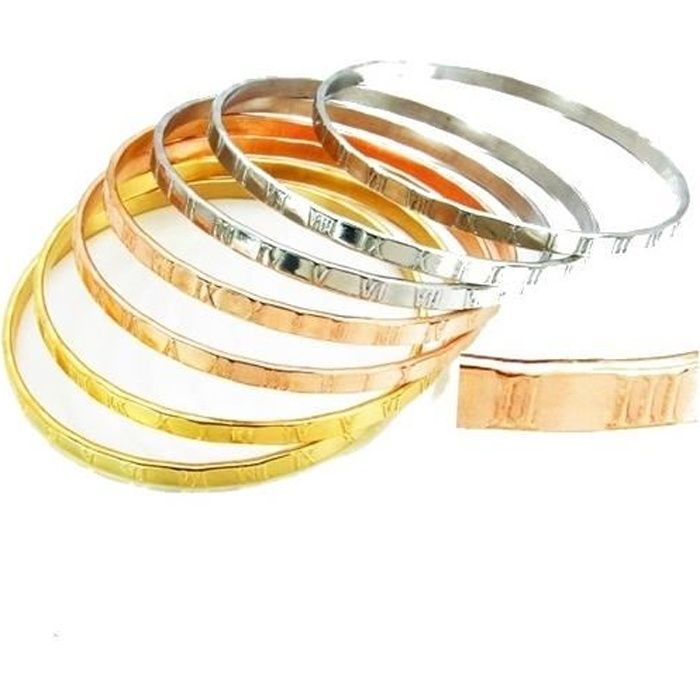 Bracelet Acier Inoxydable Doré - Chiffres Romains Gravés, Unisexe Et Résistant - 8