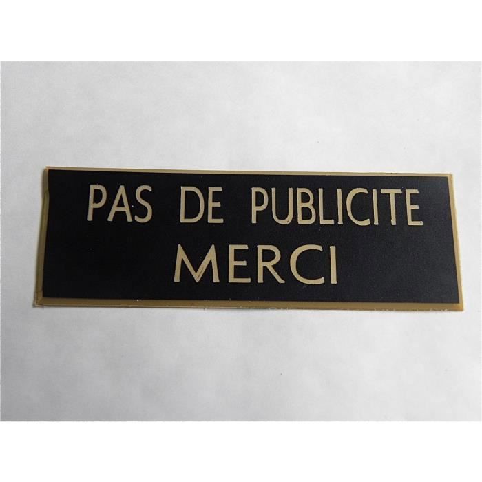 Plaque Gravée "PAS DE DÉMARCHAGE MERCI" – Dimensions 70x200 Mm – Neuf – Générique