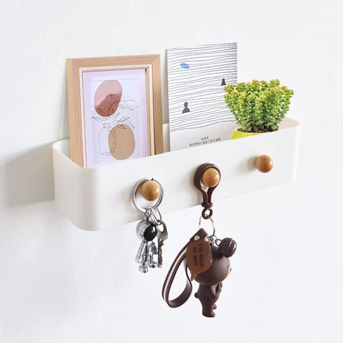 Porte-clés Mural Auto-adhésif - 1 Crochet - 12,5x5,5 Cm - Rangement Clés, Parapluies - Décoration Entrée