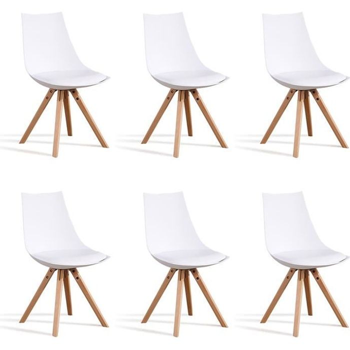 Lot de 6 chaises scandinaves blanches - Minsk - DESIGNETSAMAISON Lot de 6 chaises scandinaves blanches - Minsk - DESIGNETSAMAISON