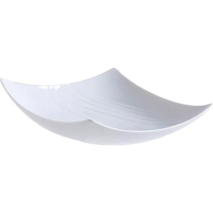 Assiettes Plates Carrées En Porcelaine Blanche LAURA - Lot De 12 - Dimensions 18 X 18 X 1,7 Cm