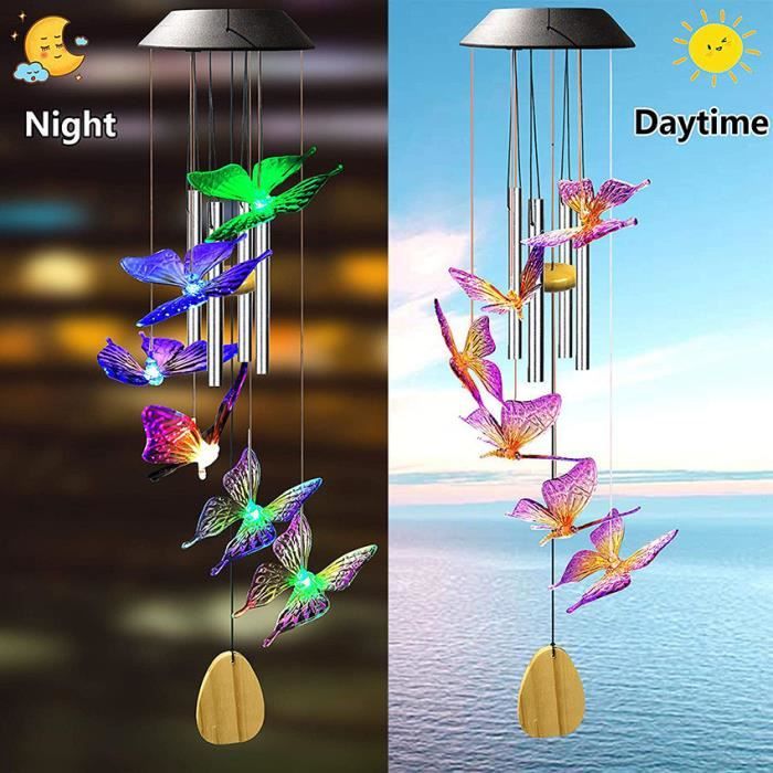 Gerhannery Carillon Éolien Papillon Ou Colibri En Verre Teinté – Hommage Émouvant Pour Maman, Jardin Ou Maison
