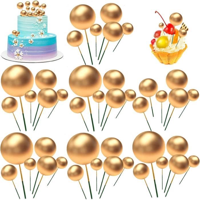60 Balle Gâteau Topper, Boule de Décoration de Gâteau, DIY Gâteau Insert Topper, Boules de Mousse Cupcake Topper, 3 Couleurs et 4 Tailles, pour 60 Balle Gâteau Topper, Boule de Décoration de Gâteau, DIY Gâteau Insert Topper, Boules de Mousse Cupcake Topper, 3 Couleurs et 4 Tailles, pour