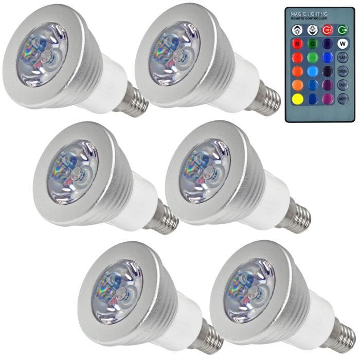 6x MENGS/® GU10 RGB Lampe /à LED 3W AC 85-265V T/él/écommande IR