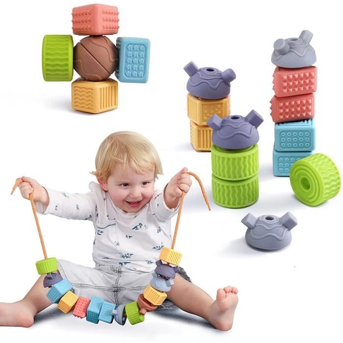 Bebe Blocs Jouets 6 12 Mois Chaine Perles Ensemble Construction Souple Anneau De Dentition Enfants Lancer Tri Filetage Jouets Cadeau Cdiscount Jeux Jouets